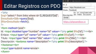 Bases de datos con PHP y PDO | PDF