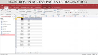 REGISTROS EN ACCESS: PACIENTE-DIAGNOSTICO
 