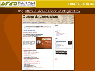 BASES DE DATOS
Blog: http://cursos-licenciatura.blogspot.mx

 