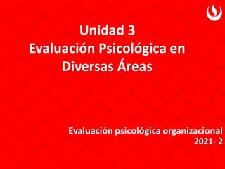 Unidad 3
Evaluación Psicológica en
Diversas Áreas
Evaluación psicológica organizacional
2021- 2
 