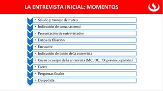 LA ENTREVISTA INICIAL: MOMENTOS
 