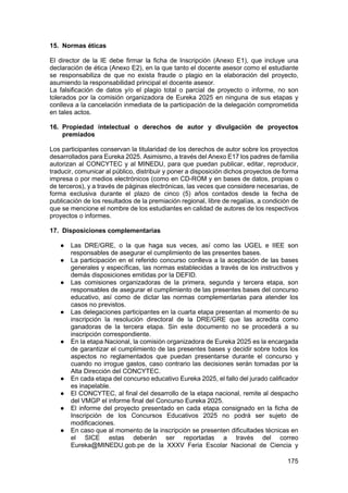Bases específicas Feria Escolar Nacional de Ciencia y Tecnología Eureka ...