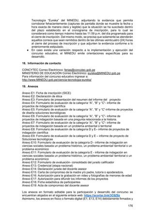 Bases específicas Feria Escolar Nacional de Ciencia y Tecnología Eureka ...