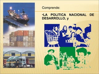 Comprende: LA POLITICA NACIONAL DE DESARROLLO, y