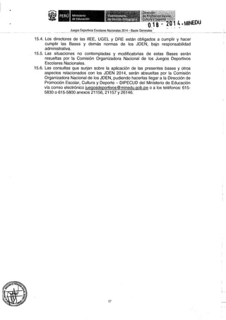 Bases 2014 Juegos Deportivos Escolares Nacionales