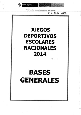 Bases 2014 Juegos Deportivos Escolares Nacionales