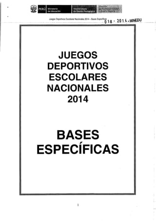 Bases 2014 Juegos Deportivos Escolares Nacionales