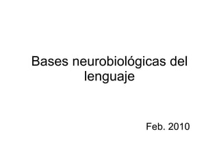 Bases neurobiológicas del lenguaje Feb. 2010 