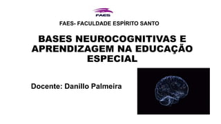 BASES NEUROCOGNITIVAS E
APRENDIZAGEM NA EDUCAÇÃO
ESPECIAL
Docente: Danillo Palmeira
FAES- FACULDADE ESPÍRITO SANTO
 