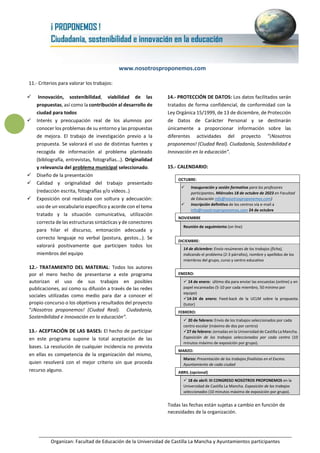 www.nosotrosproponemos.com
Organizan: Facultad de Educación de la Universidad de Castilla La Mancha y Ayuntamientos partic...