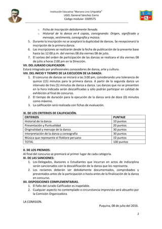 Bases para el concurso de danzas 2016 | PDF | Descarga Gratuita