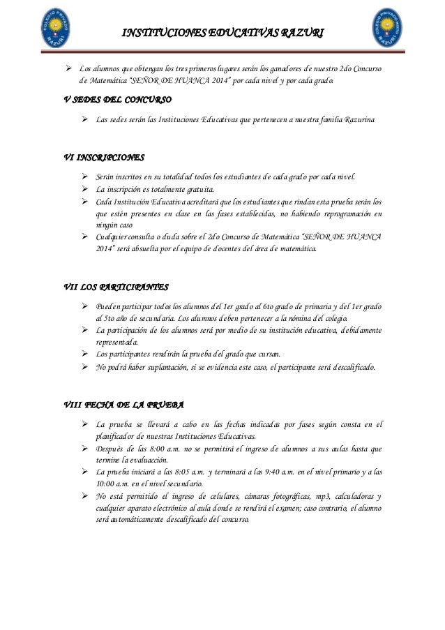 Bases para el Concurso de Matematicas 2014