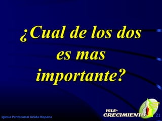 Iglesia Pentecostal Unida Hispana 21
¿Cual de los dos¿Cual de los dos
es mases mas
importante?importante?
 