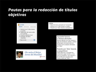 Pautas para la redacción de títulos
objetivos
 