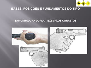 BASES, POSIÇÕES E FUNDAMENTOS DO TIRO 
EMPUNHADURA DUPLA – EXEMPLOS CORRETOS 
 