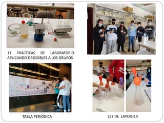 11 PRÁCTICAS DE LABORATORIO
APLICANDO DESDOBLES A LOS GRUPOS
TABLA PERIÓDICA LEY DE LAVOISIER
 