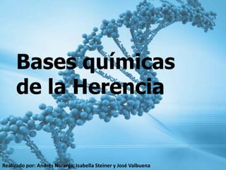Bases químicas
de la Herencia

Realizado por: Andrés Naranjo, Isabella Steiner y José Valbuena

 