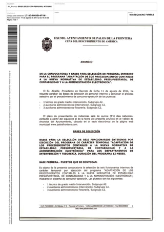 DOCUMENTO IDENTIFICADORES
ESTADOFIRMAS
OTROS DATOS
AV_Anuncio: BASES SELECCIÓN PERSONAL INTERINO
Código para validación: L...