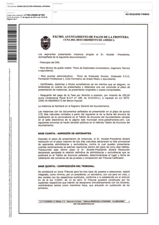 DOCUMENTO IDENTIFICADORES
ESTADOFIRMAS
OTROS DATOS
AV_Anuncio: BASES SELECCIÓN PERSONAL INTERINO
Código para validación: L...