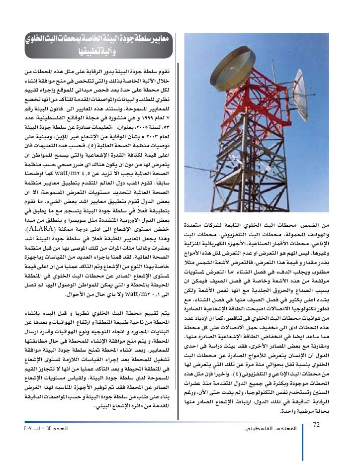 radiation emitted from mobile basestations (article in Arabic)