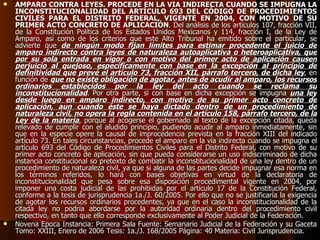 AMPARO CONTRA LEYES. PROCEDE EN LA VÍA INDIRECTA CUANDO SE IMPUGNA LA INCONSTITUCIONALIDAD DEL ARTÍCULO 693 DEL CÓDIGO DE PROCEDIMIENTOS CIVILES PARA EL DISTRITO FEDERAL, VIGENTE EN 2004, CON MOTIVO DE SU PRIMER ACTO CONCRETO DE APLICACIÓN . Del análisis de los artículos 107, fracción VII, de la Constitución Política de los Estados Unidos Mexicanos y 114, fracción I, de la Ley de Amparo, así como de los criterios que este Alto Tribunal ha emitido sobre el particular, se advierte que  de ningún modo fijan límites para estimar procedente el juicio de amparo indirecto contra leyes de naturaleza autoaplicativa o heteroaplicativa, que por su sola entrada en vigor o con motivo del primer acto de aplicación causen perjuicio al quejoso, específicamente con base en la excepción al principio de definitividad que prevé el artículo 73, fracción XII, párrafo tercero, de dicha ley , en función de  que no existe obligación de agotar, antes de acudir al amparo, los recursos ordinarios establecidos por la ley del acto cuando se reclama su inconstitucionalidad . Por otra parte, si con base en dicha excepción se impugna  una ley desde luego en amparo indirecto, con motivo de su primer acto concreto de aplicación, aun cuando éste se haya dictado dentro de un procedimiento de naturaleza civil, no opera la regla contenida en el artículo 158, párrafo tercero, de la Ley de la materia , porque al acogerse el gobernado al texto de la excepción citada, queda relevado de cumplir con el aludido principio, pudiendo acudir al amparo inmediatamente, sin que en la especie opere la causal de improcedencia prevista en la fracción XIII del indicado artículo 73. En tales circunstancias, procede el amparo en la vía indirecta cuando se impugna el artículo 693 del Código de Procedimientos Civiles para el Distrito Federal, con motivo de su primer acto concreto de aplicación, sin que pueda considerarse un uso indiscriminado de dicha instancia constitucional so pretexto de combatir la inconstitucionalidad de una ley dentro de un procedimiento de naturaleza civil, ya que si alguna de las partes decide impugnar esa norma en los términos referidos, lo hará con bases objetivas en virtud de la declaratoria de inconstitucionalidad que pesa sobre esa disposición procedimental vigente en 2004, por imponer una costa judicial de las prohibidas por el artículo 17 de la Constitución Federal, conforme a la tesis de jurisprudencia 1a./J. 60/2005. Por ello que no se justificaría la exigencia de agotar los recursos ordinarios procedentes, ya que en el caso la inconstitucionalidad de la citada ley no podría abordarse por la autoridad ordinaria dentro del procedimiento civil respectivo, en tanto que ello corresponde exclusivamente al Poder Judicial de la Federación. Novena Epoca Instancia: Primera Sala Fuente: Semanario Judicial de la Federación y su Gaceta Tomo: XXIII, Enero de 2006 Tesis: 1a./J. 168/2005 Página: 40 Materia: Civil Jurisprudencia. 