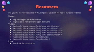 Resources
Did you like the resources used in this template? Get them for free at our other websites:
Photos:
● Top view of pan de muerto dough
● High angle of woman making pan de muerto
Vectors:
● Watercolor dia de muertos family home altar illustration
● Watercolor dia de muertos family home altar illustration II
● Watercolor dia de muertos family home altar illustration III
● Watercolor dia de muertos family home altar illustration IV
● Watercolor dia de muertos family home altar illustration V
● Watercolor dia de muertos frame template
● Watercolor dia de muertos frame template II
Icons:
● Icon Pack: Día de Muertos
 