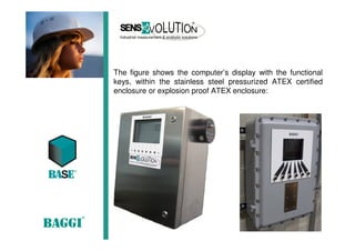 The figure shows the computer’s display with the functional
keys, within the stainless steel pressurized ATEX certified
enclosure or explosion proof ATEX enclosure:
 