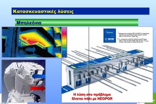 Κατασκευαστικές λύσεις
Μπαλκόνια

Η λύση στο πρόβλημα
δίνεται πάλι με ΝΕΟPOR

 
