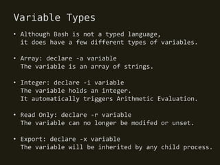 Bash Guide Summary