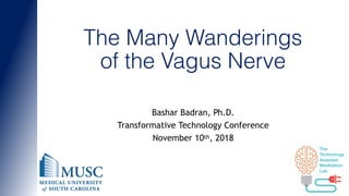The Many Wanderings 
of the Vagus Nerve
Bashar Badran, Ph.D.
Transformative Technology Conference
November 10th, 2018
 