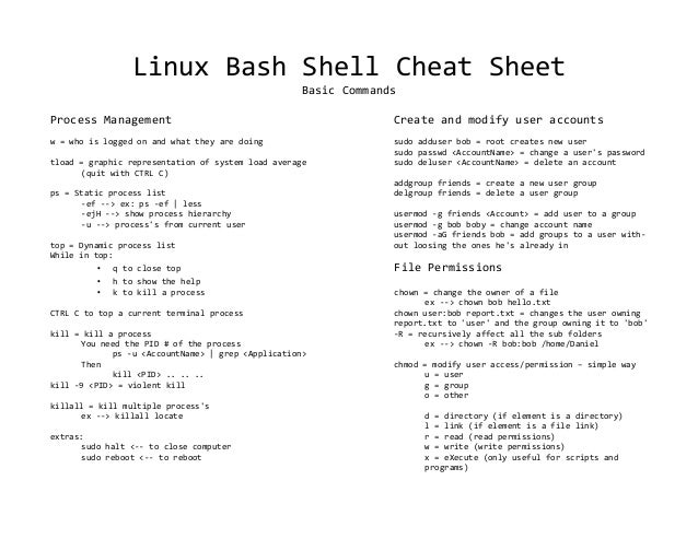 Bash Cheat Sheet
