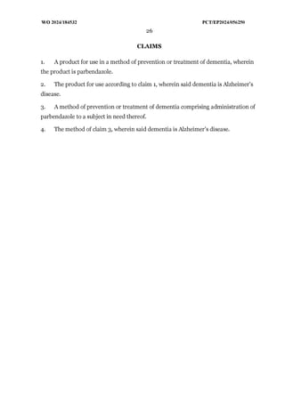 Parbendazole For Use In The Treatment Of Dementia - PCT