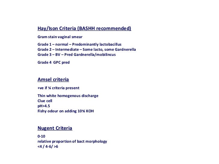 Bashh bacterial vaginosis guideline summary