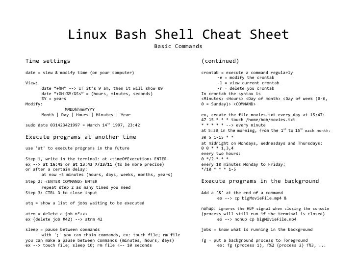 Linux Bash Shell Cheat Sheet For Beginners