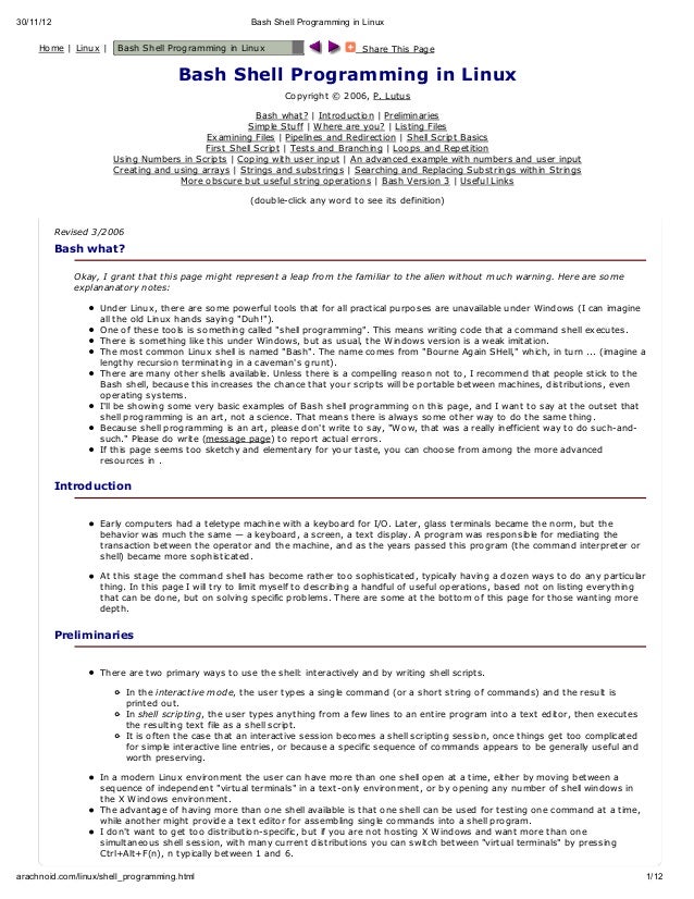 Bash shell programming in linux