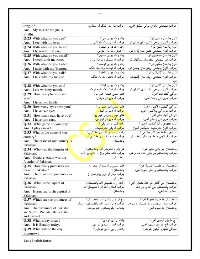 Basic English to Sindhi Dictionary