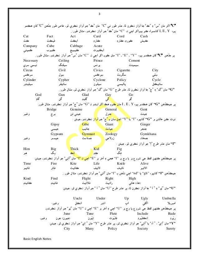 Basic English to Sindhi Dictionary