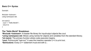basic of C, C++, C sharp there main concept | PPTX