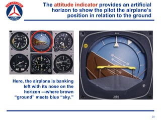 The attitude indicator provides an artificial
                 horizon to show the pilot the airplane’s
                  ...