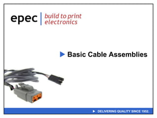  DELIVERING QUALITY SINCE 1952.
 Basic Cable Assemblies
 