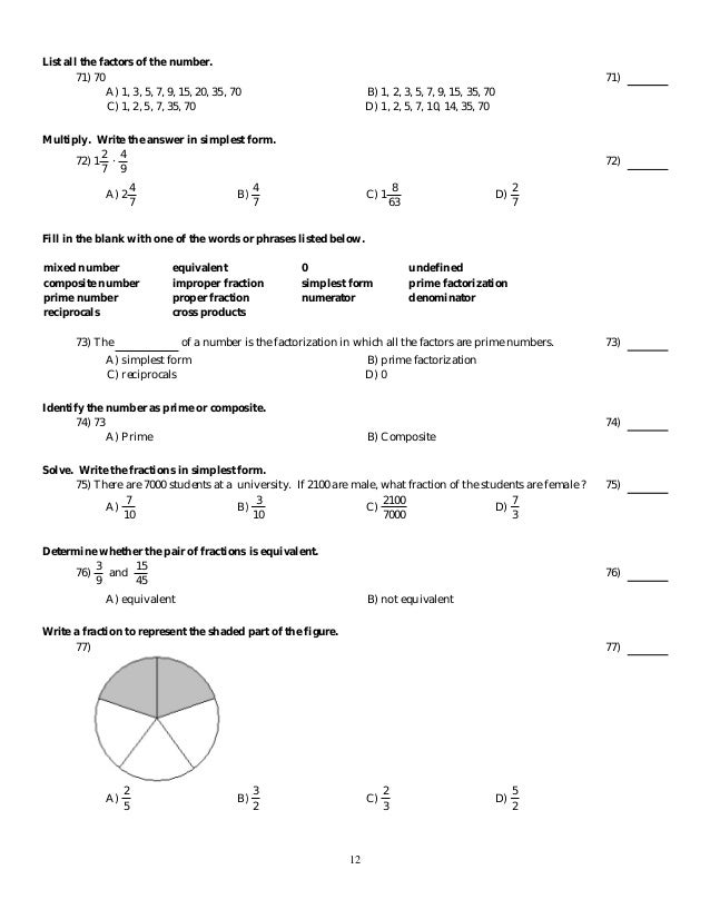 Basic College Mathematics 6th Edition Martin Gay Test Bank