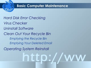 BASIC MAINTENANCE OF COMPUTER | PPT