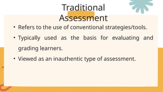 Traditional Assessment Tools Examples Comprehensive Guide to Assessment in Learning: Principles, Types, and ...