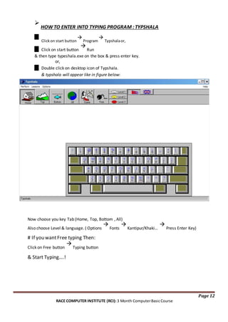 Computer Typeshala Basic course | DOCX