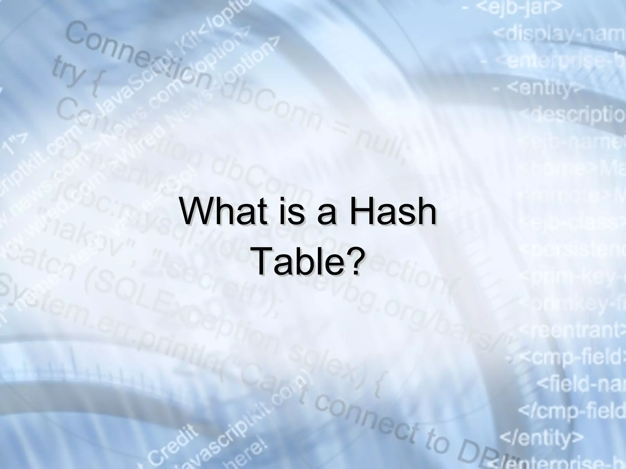 What is a Hash Table? 