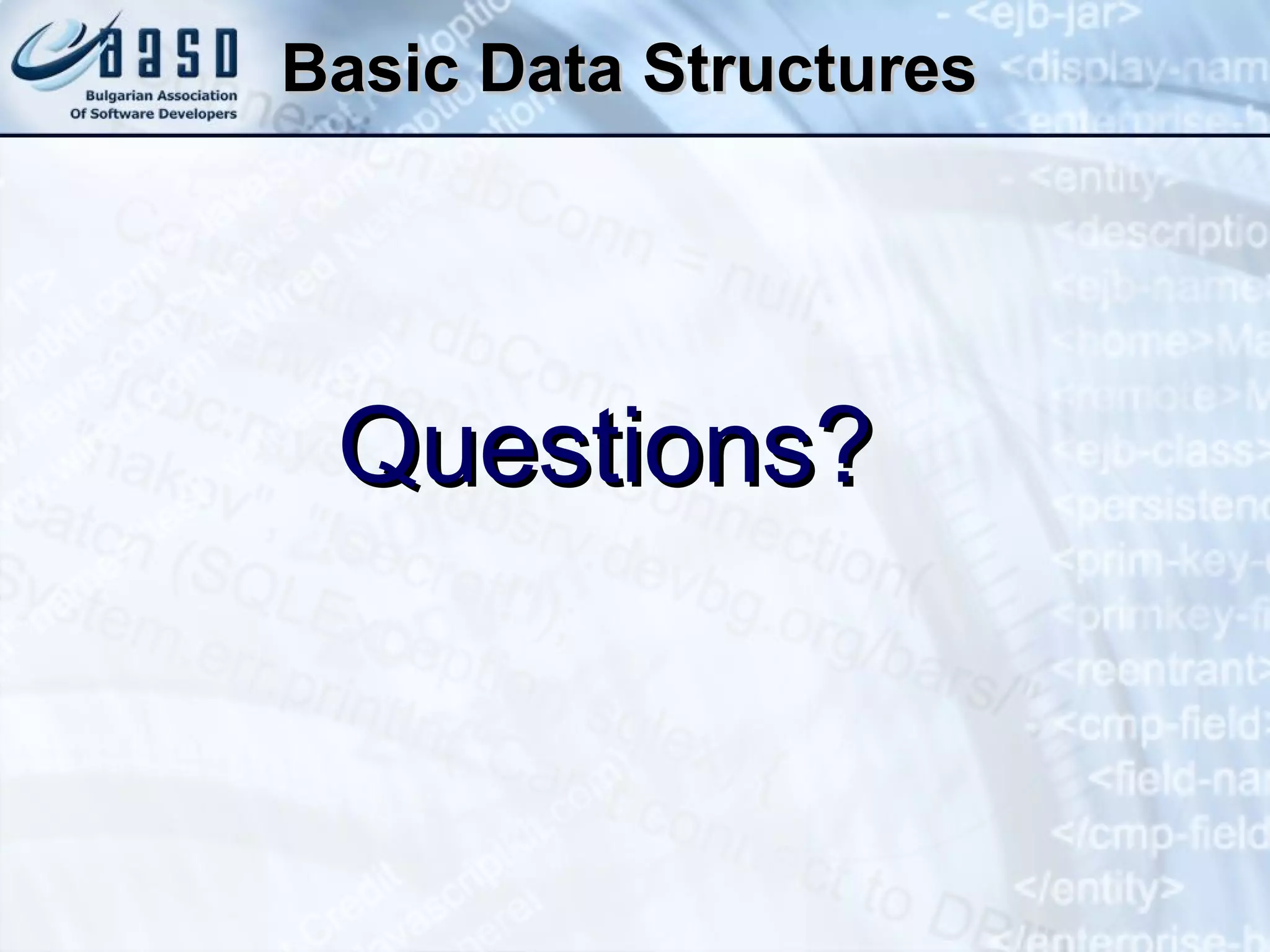 Basic Data Structures Questions? 