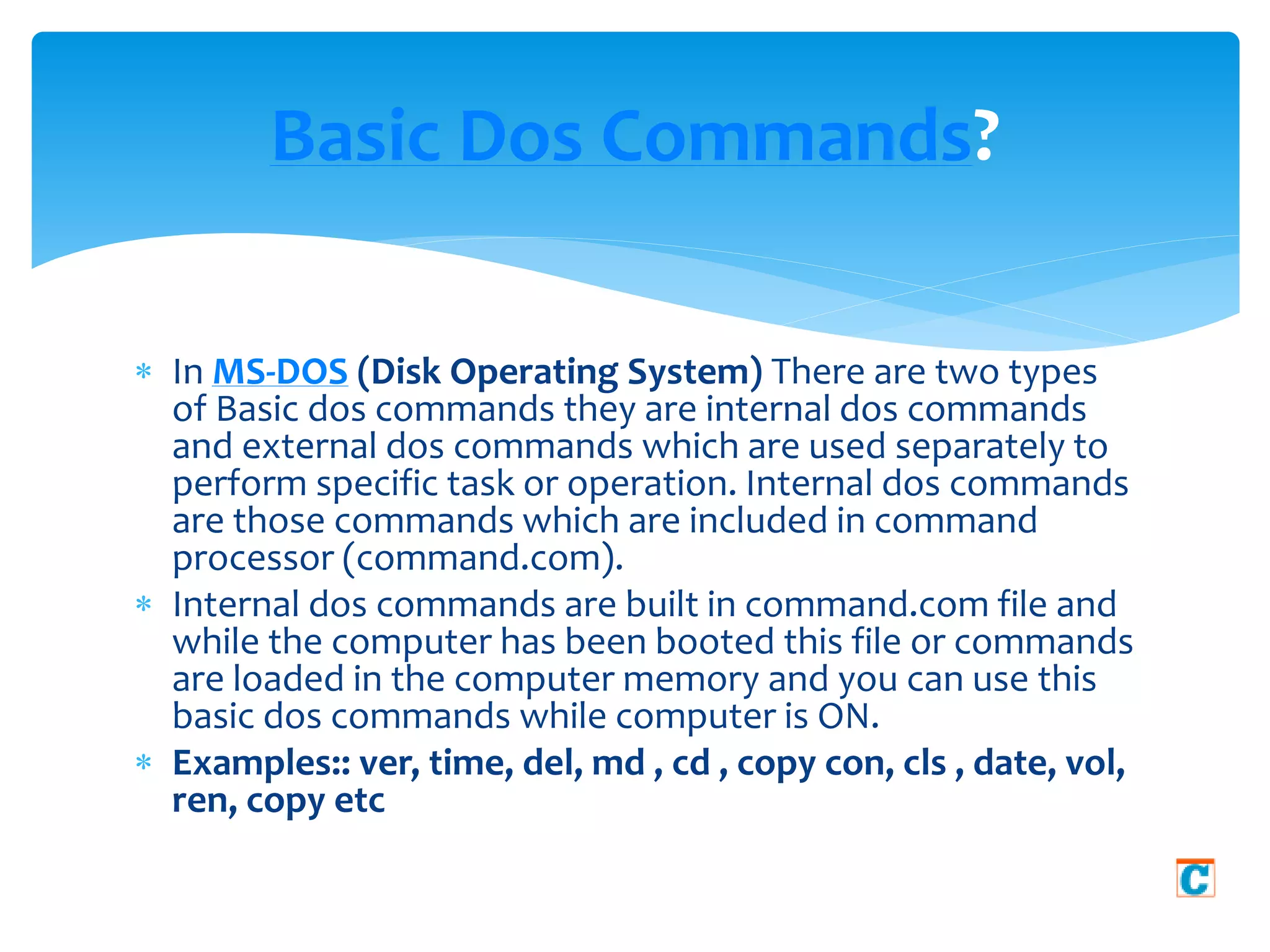 Basic dos-commands | PPTX | Operating Systems | Computer Software and ...