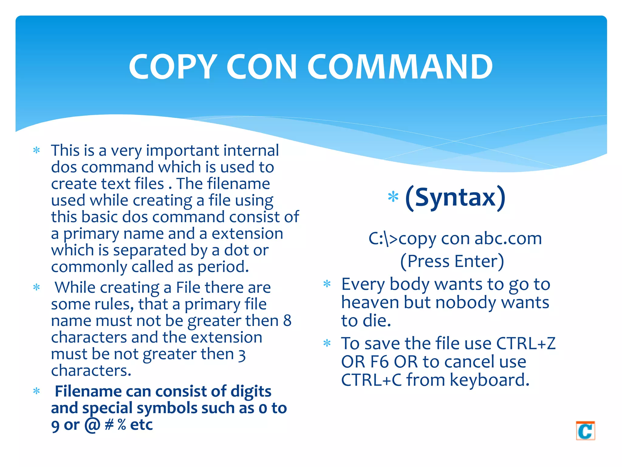 Basic dos-commands | PPTX | Operating Systems | Computer Software and ...