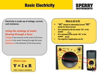What is AC & DC
• “AC” stands for Alternating Current “DC”
stands for Direct Current
• AC is denoted by the the words “AC”...