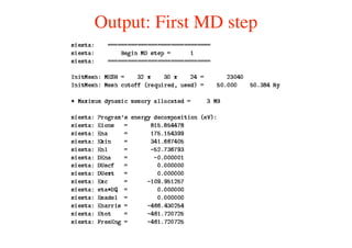 Output: First MD step
 